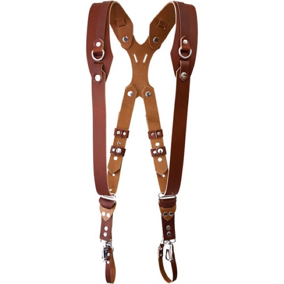 RL Handcrafts Clydesdale Pro Dual Leather Camera Harness (Medium, Tan) - Picture 1 of 4